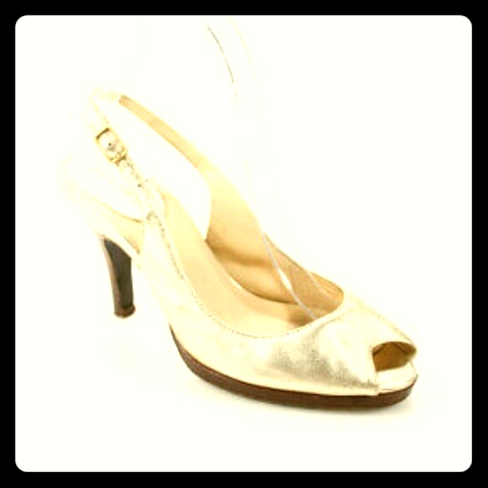 Cole Haan Gold peep toe heels shoes